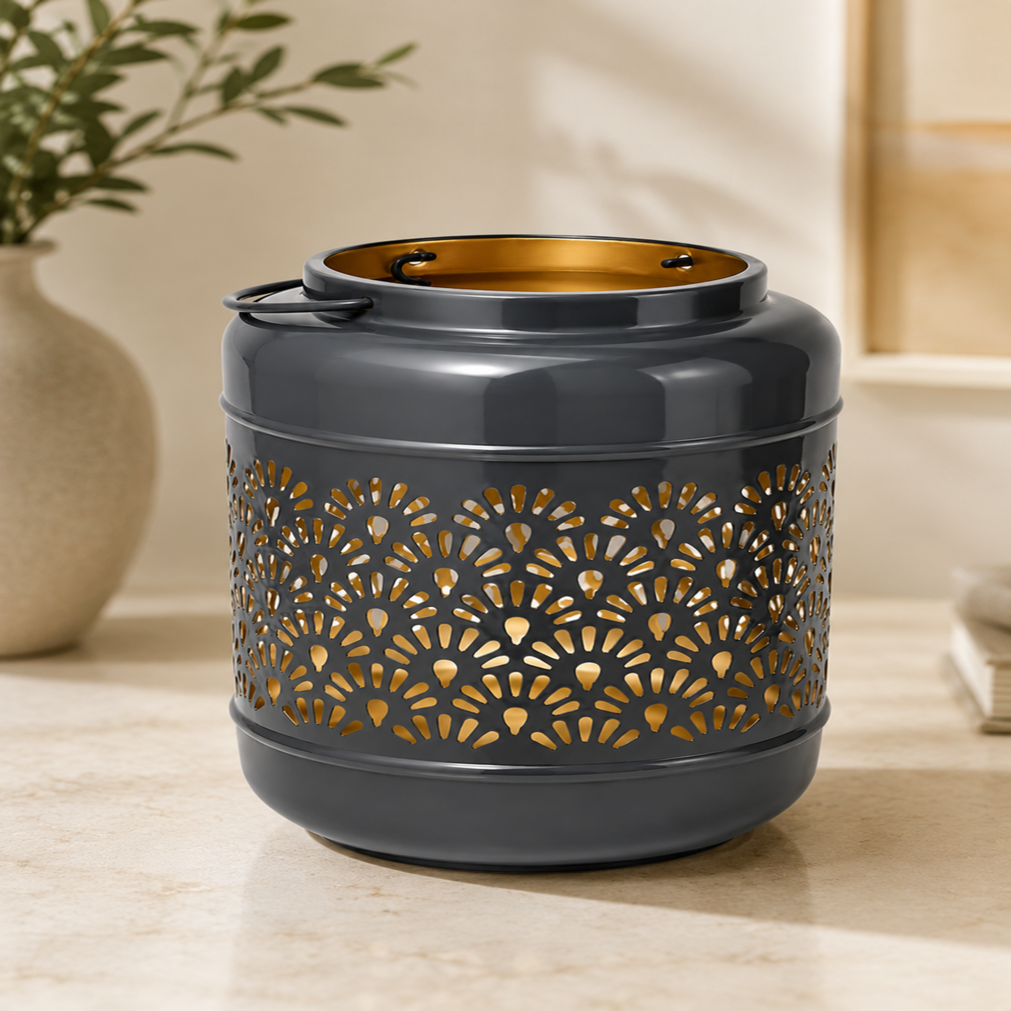 Modern Metal Candle Lantern – Decorative Cutwork Lantern for Home & Table Décor
