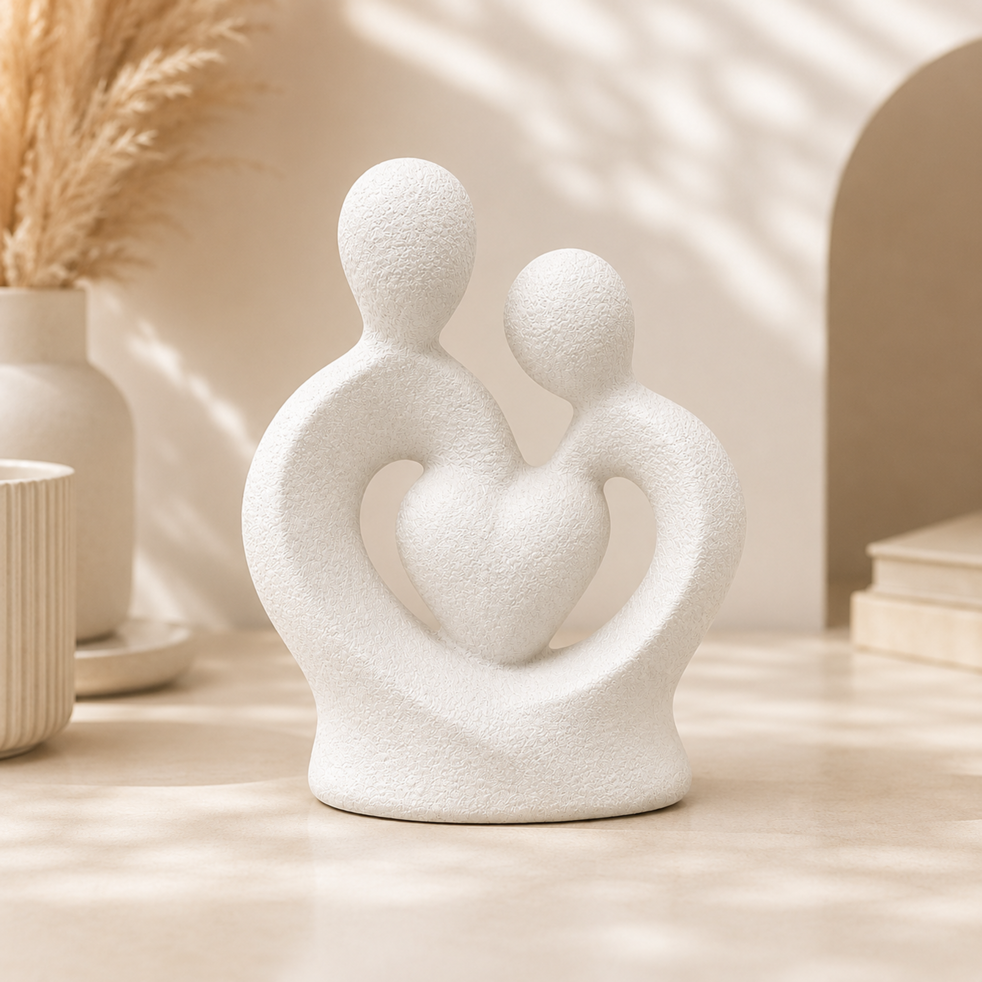 Abstract Family Love Sculpture – Modern Minimalist Home Decor Showpiece