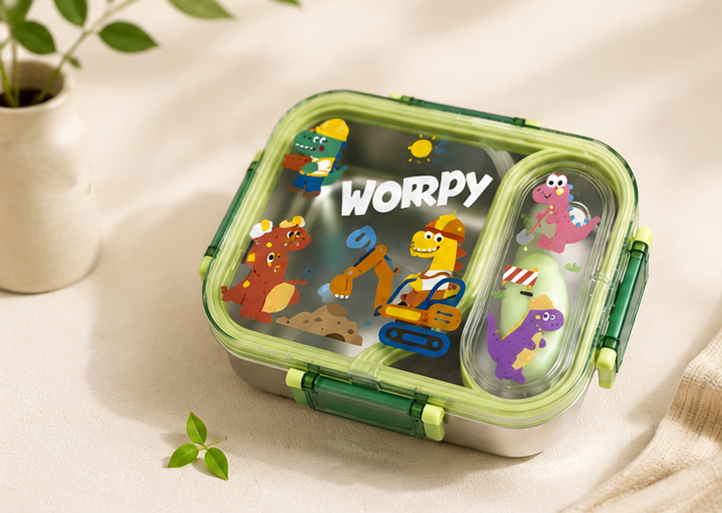 Kids Dinosaur Lunch Box with Compartments – Leakproof Bento Lunch Box for School &amp; Travel