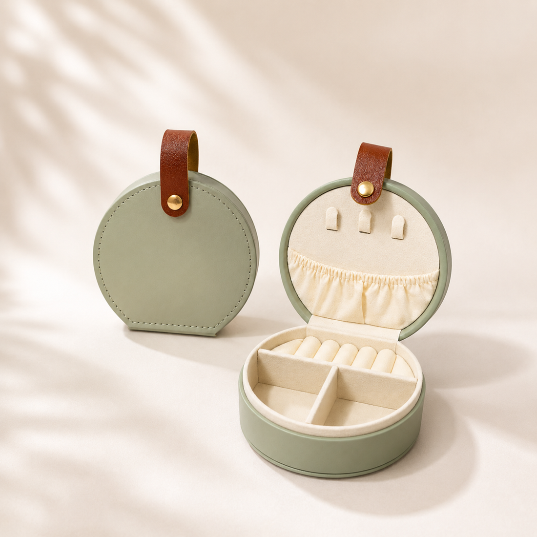 Small Travel Jewelry Organizer Case | Compact Jewelry Storage for Women | Sage Green