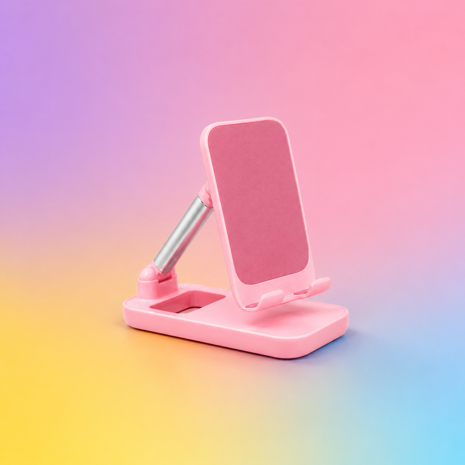 Ergonomic Adjustable Pink Phone Stand – Foldable &amp; Portable Desktop Mobile Holder for iPhone &amp; Android