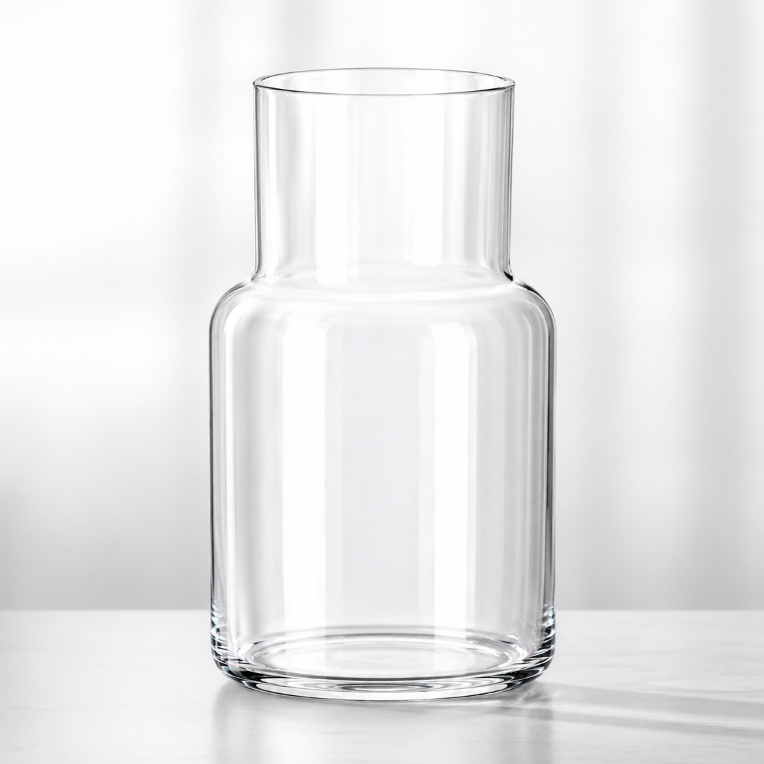 Minimalist Clear Glass Water Carafe &amp; Bedside Decanter – Modern Tapered Glass Vase for Home &amp; Office