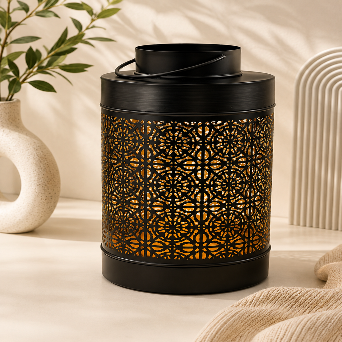 Vintage Moroccan Metal Lantern – Decorative Candle Holder for Home &amp; Outdoor Décor