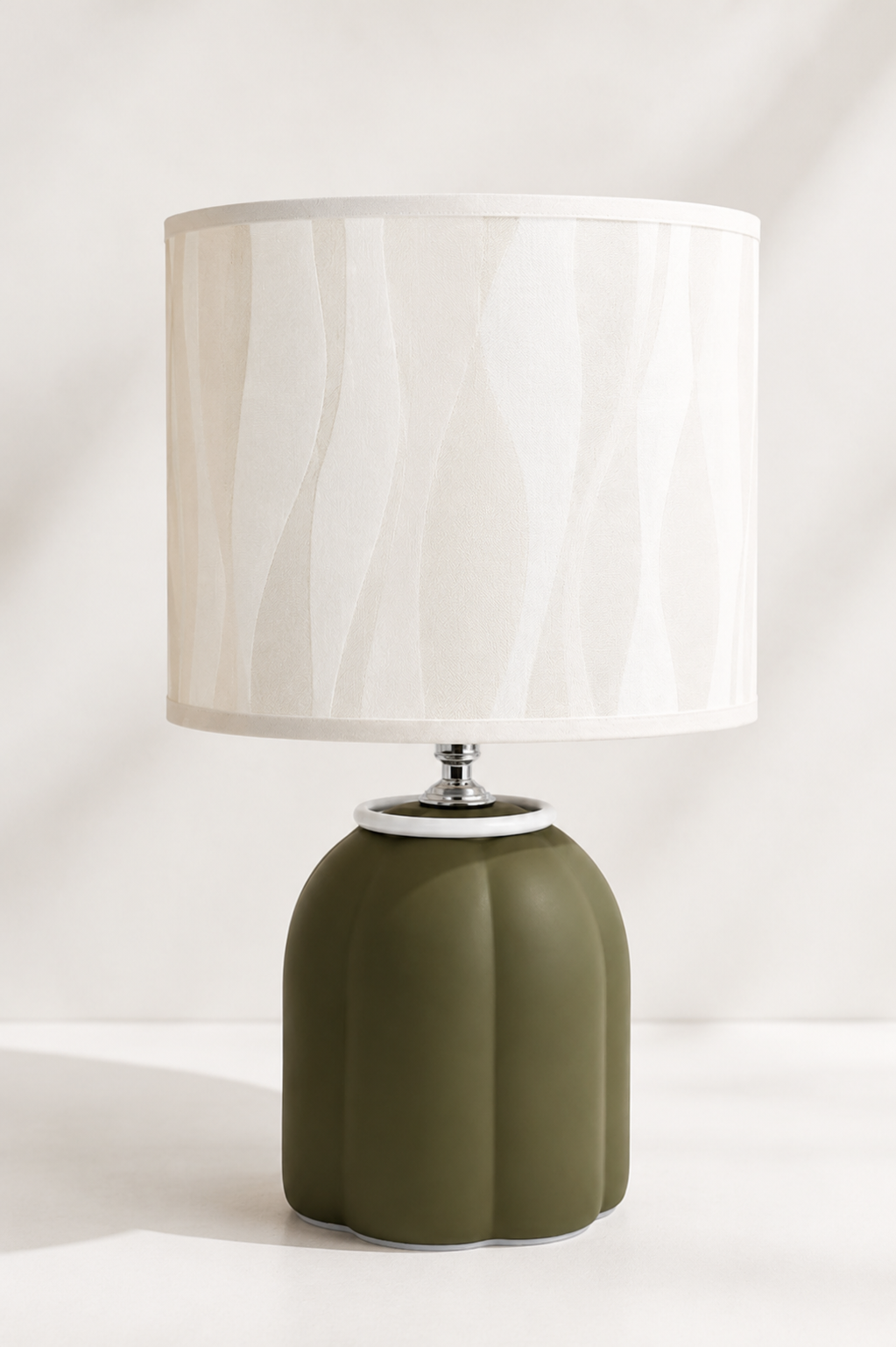 Modern Ceramic Table Lamp with Fabric Shade – Elegant Bedside &amp; Living Room Decorative Lamp